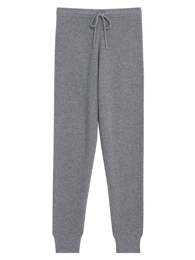 Shop Theory Arleena Cashmere Waffle Knit Pants In Heather Grey
