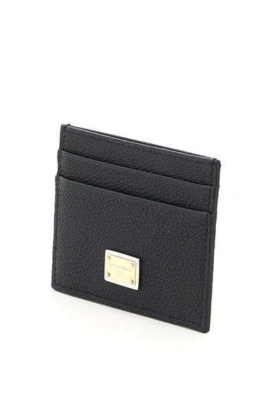 Shop Dolce & Gabbana Leather Card Holder With Logo Plaque In Black