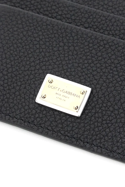 Shop Dolce & Gabbana Leather Card Holder With Logo Plaque In Black