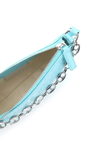 Shop By Far Mini Rachel Crocodile Print Mini Bag In Light Blue