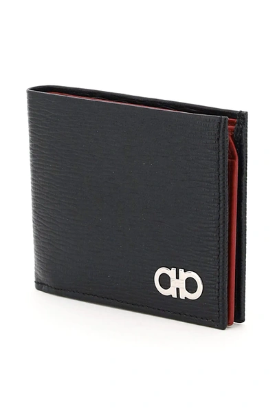 Shop Ferragamo Bi-fold Gancini Wallet In Black,red