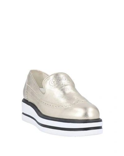 Shop Hogan Loafers In Platinum