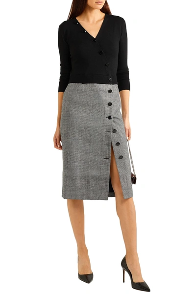 Shop Altuzarra Stamford Wool And Prince Of Wales Checked Wool-blend Dress In Black