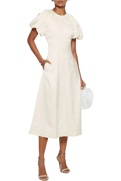 Shop Rebecca Vallance Aimee Open-back Sateen Midi Dress In Ivory