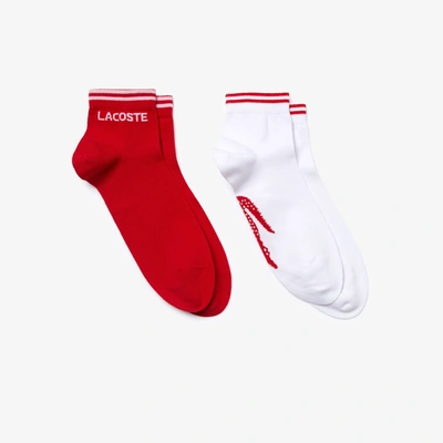 Shop Lacoste Men's Two-pack Of  Sport Cotton Socks In Red,white