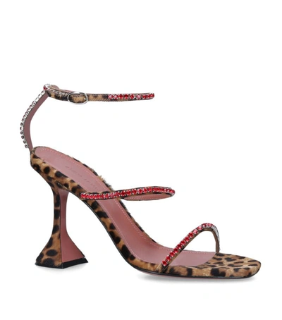Shop Amina Muaddi Leather Gilda Sandals 95