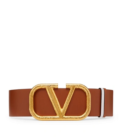 Shop Valentino Leather Vlogo Belt In Multi