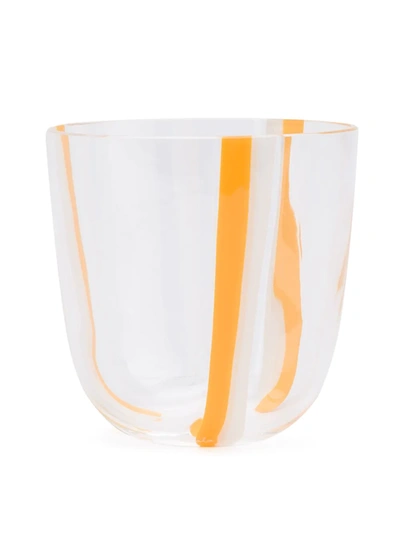 Carlo Moretti Striped Drinking Glass In Orange