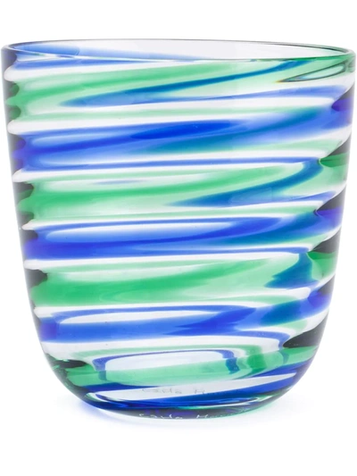 Shop Carlo Moretti Striped Glass In Blue