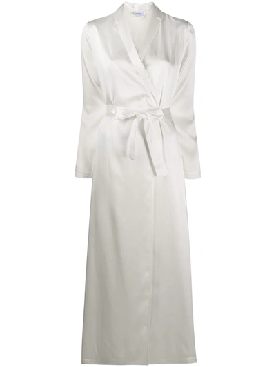 Shop La Perla Long-length Silk Robe In White