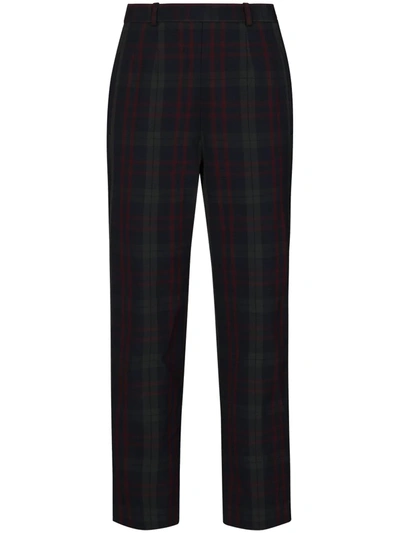 Shop Rosie Assoulin Checked Straight-leg Trousers In Blue