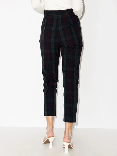 Shop Rosie Assoulin Checked Straight-leg Trousers In Blue