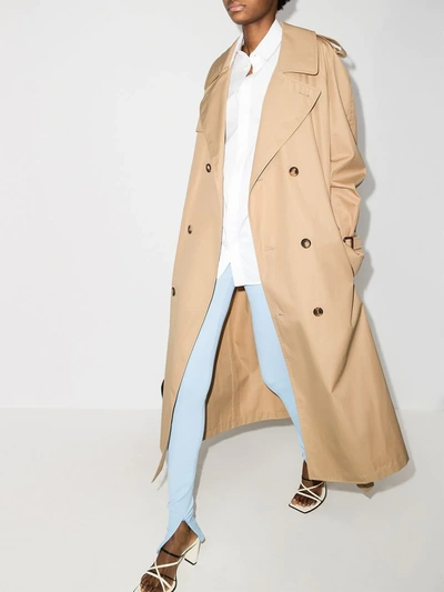 Shop Wardrobe.nyc Belted Double-breasted Trench Coat In Neutrals
