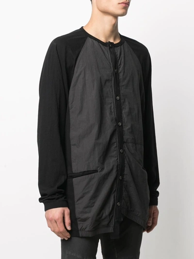 Shop Ziggy Chen Panelled Long-sleeved Shirt In Black