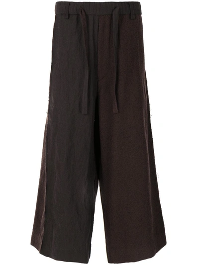 Shop Ziggy Chen Paperbag Panelled Trousers In Brown