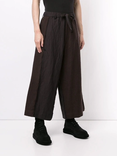 Shop Ziggy Chen Paperbag Panelled Trousers In Brown