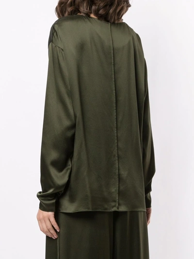 Shop Adam Lippes Draped Silk Blouse In Green