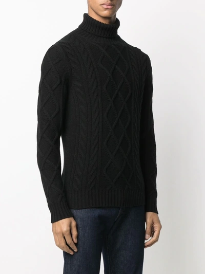 Shop Cenere Gb Roll-neck Cable Knit Jumper In Black