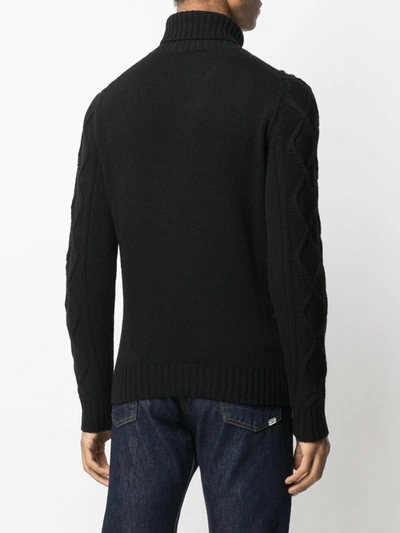 Shop Cenere Gb Roll-neck Cable Knit Jumper In Black