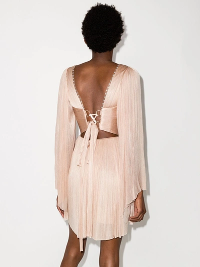 Shop Maria Lucia Hohan Alma Crystal Pleated Mini Dress In Pink