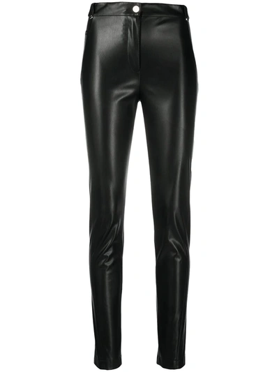 Shop Patrizia Pepe Skinny Fit Faux Leather Trousers In Black