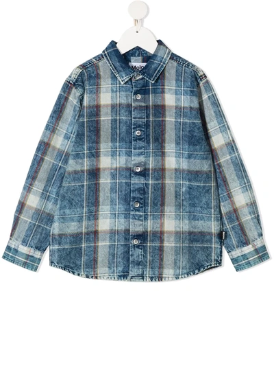 Shop Molo Check Button-down Shirt In Blue