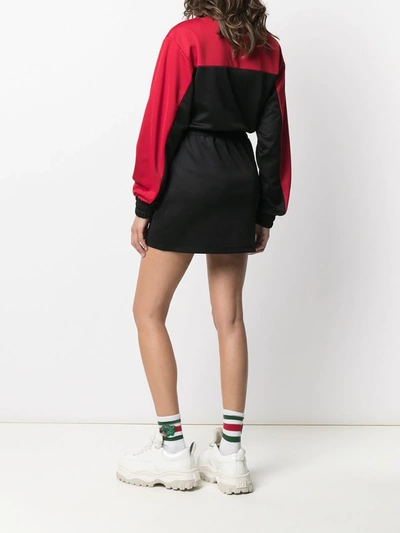 Shop Gcds Half-zip Sweatshirt Dress In Black