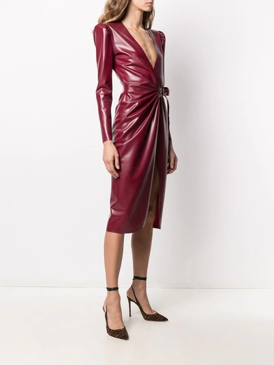 Shop Saint Laurent Latex Wrap Dress In Red