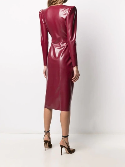 Shop Saint Laurent Latex Wrap Dress In Red