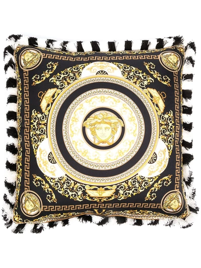 Shop Versace Home Medusa Gala Print Silk Cushion In White