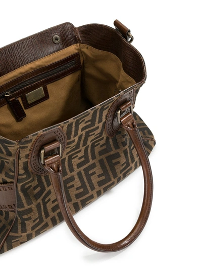 Pre-owned Fendi Zucca Du Jour Star Handbag In Brown