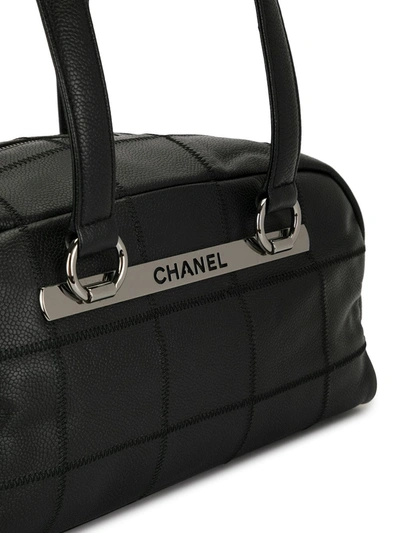 Pre-owned Chanel 2005 Jumbo Choco Bar Tote Bag In Black