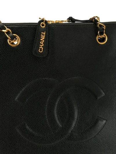 Pre-owned Chanel 1997 Cc Jumbo Tote Bag In Black