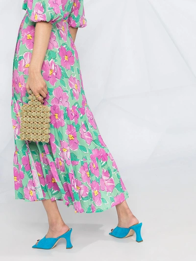 Shop Rixo London Colette Floral Wrap Dress In Green