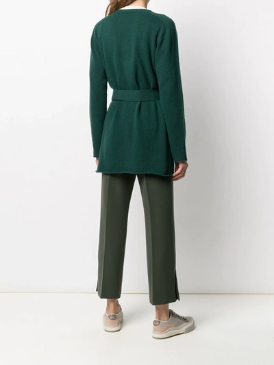 Shop Altea Belted Knitted Cardigan In Green
