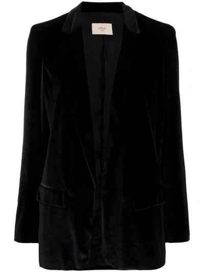 Shop Altea Velvet Single-breasted Blazer In Black