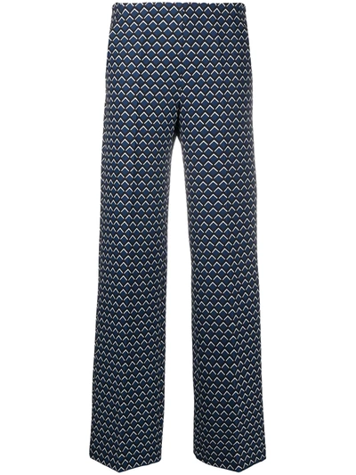 Shop Altea Geometric-print Wide-leg Trousers In Blue