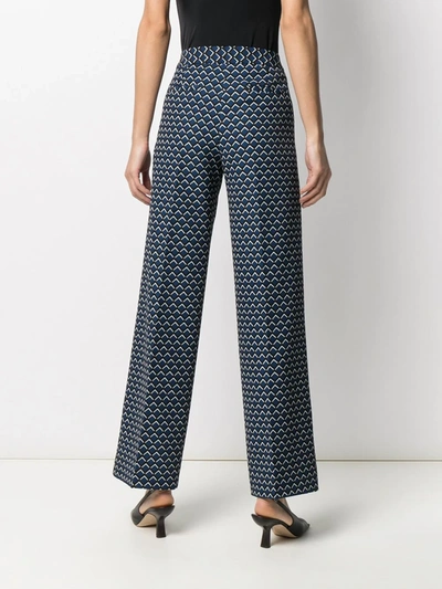 Shop Altea Geometric-print Wide-leg Trousers In Blue