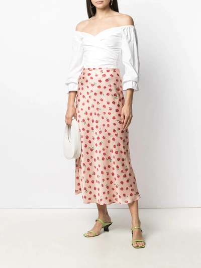 Shop Rixo London Floral-print Silk Maxi Skirt In Pink