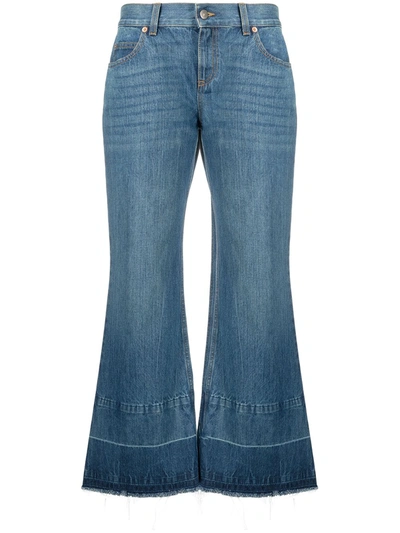 Shop Gucci X Disney Cropped Bell Bottom Jeans In Blue
