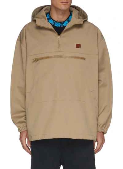 Shop Acne Studios Face Patch Hood Anorak Jacket In Brown