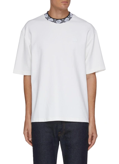 Shop Acne Studios Jacquard Face Patch Neckline T-shirt In White