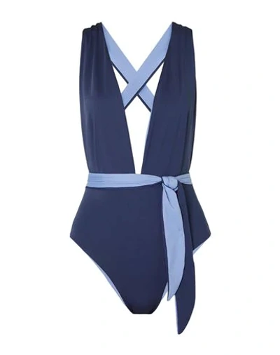 Shop Skin One-piece Swimsuits In Slate Blue