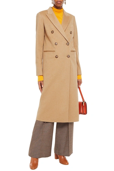 Shop Victoria Beckham Double-breasted Wool-felt Coat In Camel