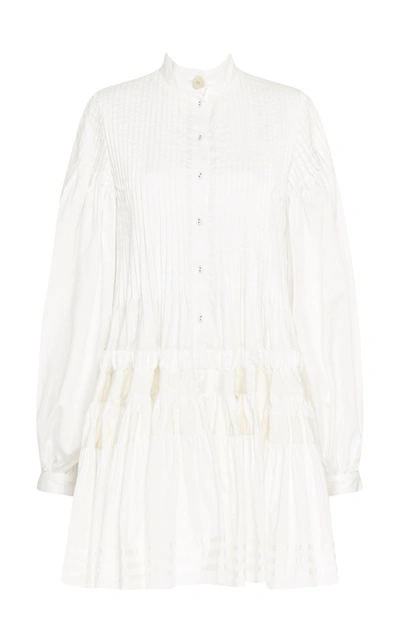 Shop Aje Women's Run Free Pin-tucked Cotton Mini Dress In White