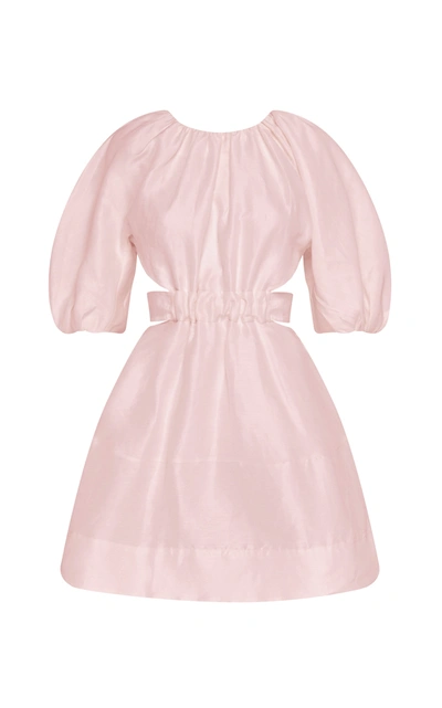 Shop Aje Women's Psychedelia Cutout Linen-blend Mini Dress In Pink