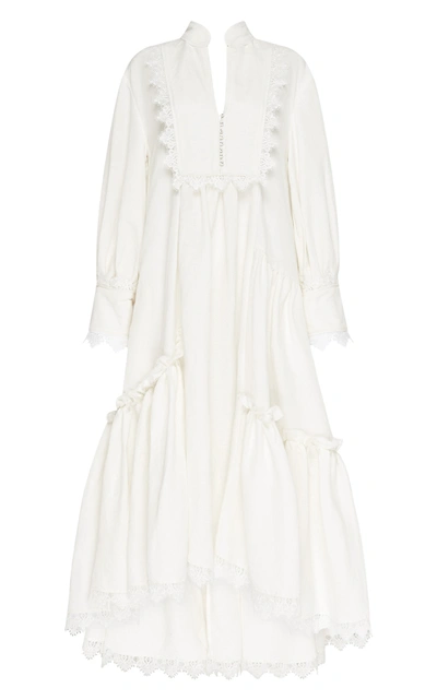 Shop Aje Women's Veil Linen-blend Maxi Dress In White