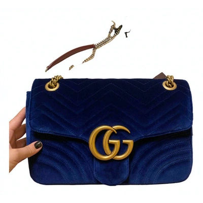 Pre-owned Gucci Gg Marmont Flap Crossbody Bag In Blue