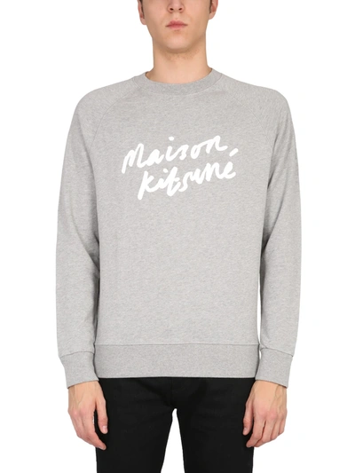 Shop Maison Kitsuné Crew Neck Sweatshirt In Grigio