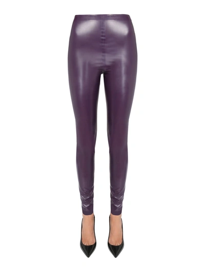 Shop Saint Laurent Latex Leggings In Viola